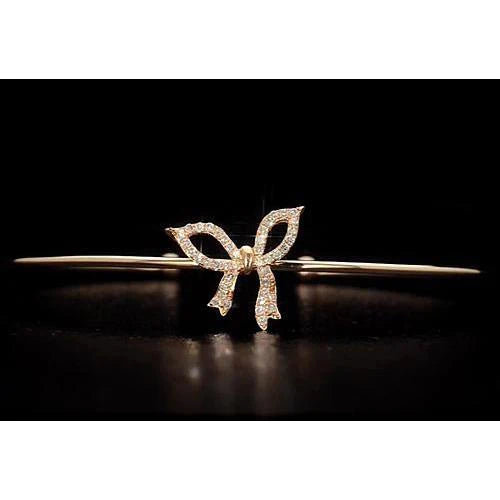 Bracelet Jonc bijoux en Réel Diamant de 2 Carats avec Noeud papillon d'or blanc