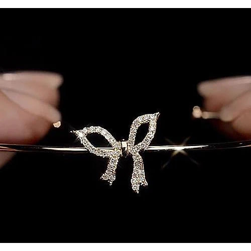 Bracelet Jonc bijoux en Réel Diamant de 2 Carats avec Noeud papillon pour femme