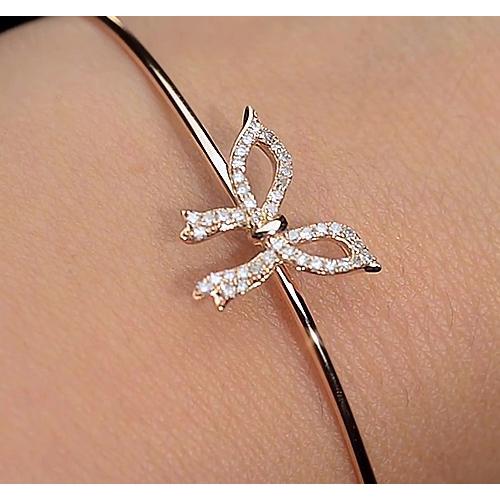 Bracelet Jonc bijoux en Réel Diamant de 2 Carats avec Noeud papillon d'or blanc pour femme
