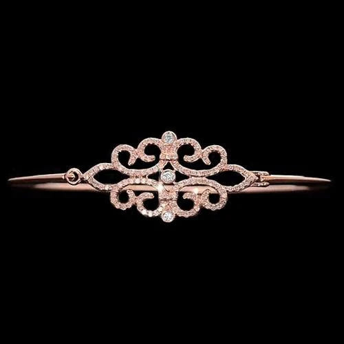 Bracelet Jonc en Authentique Diamant de 5 Carats, or Rose Pour Femme Bijoux Neuf