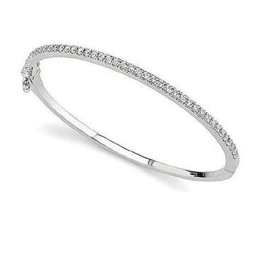 Bracelet Jonc en Réel Diamants Ronds de 4 Carats avec Or Blanc 14K