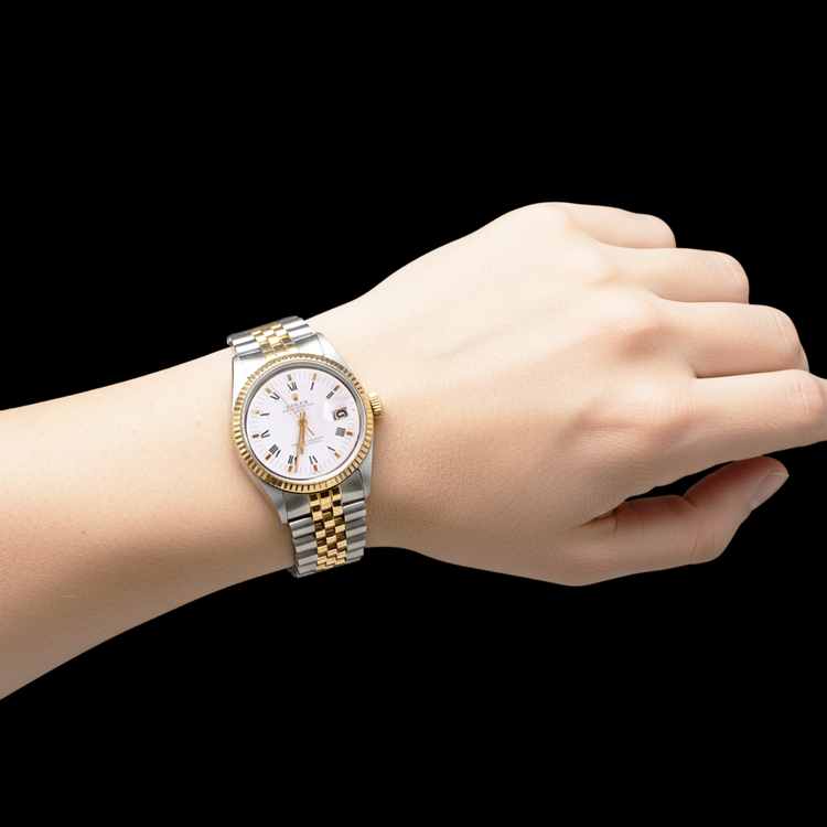 Bracelet Jubilé acier inoxydable & Or Rolex Montre Homme Date Cadran Romain