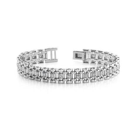 Bracelet Maillon Homme Or Blanc 14K 3.00 Carats Naturel Diamants
