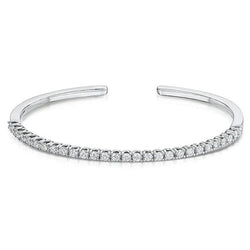 Bracelet Manchette Avec Réel Diamants Ronds Et Brillants De 7 Carats En Or Blanc 14K