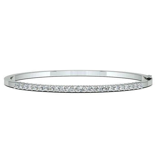 Bracelet Manchette Pour Femme A Réel Diamant Rond De 2,60 Carats En Or Blanc De 14K