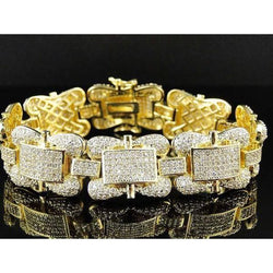 Bracelet Naturel Diamant 24 Carats Homme Or Jaune Bijoux Neuf