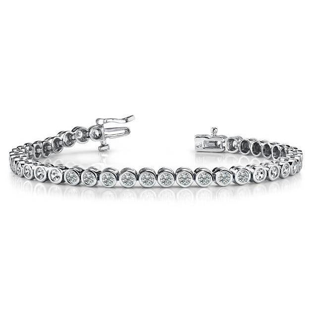 Bracelet Naturel Diamants Ronds Taille Brillant 8 Carats En Or Blanc