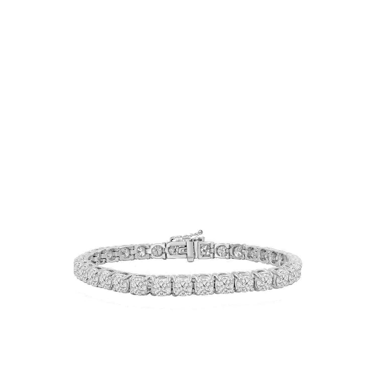 Bracelet Naturel Diamants Scintillants Taille Brilliant 9.60 Carats Or Blanc 14K