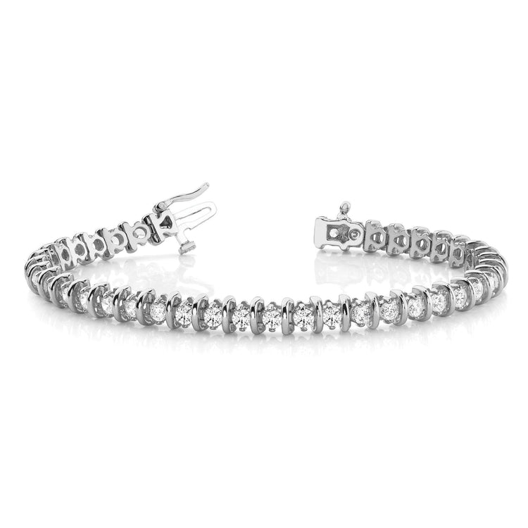 Bracelet Or Blanc 14K Taille Ronde 4 Carats Véritable Diamants Scintillants