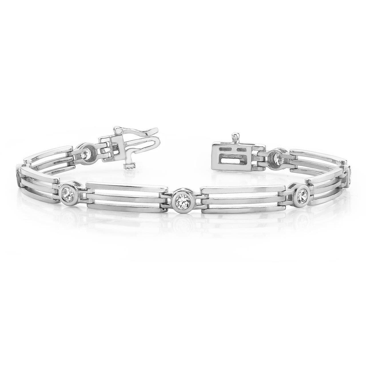 Bracelet Pour Femme À 1,75 Ct De Réel Diamants Ronds 14K D'Or Blanc