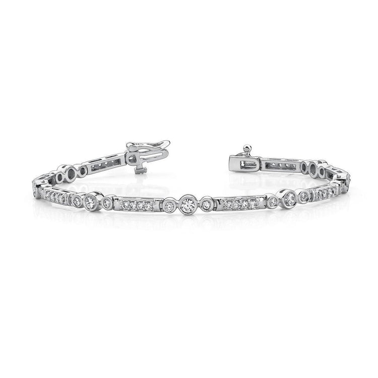Bracelet Pour Femme À 4,15 Carats De Réel Diamants Ronds Bijoux Fin À 14K D'Or Blanc