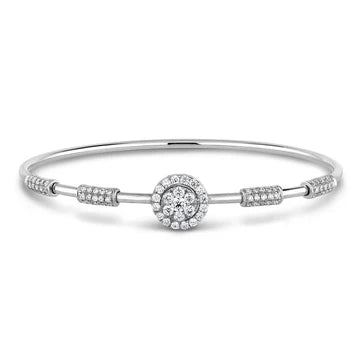 Bracelet Pour Femme Avec Réel Diamant Rond 2 Carats En Or Blanc 14K