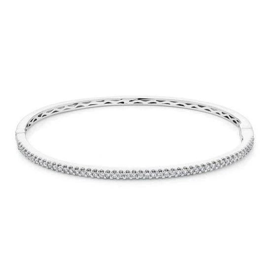 Bracelet Pour Femme Avec Réel Diamants Ronds De 2,50 Carats En Or Blanc 14K