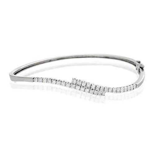Bracelet Pour Femme De 1,60 Carats De Réel Diamants En Taille Ronde Avec Or Blanc De 14K