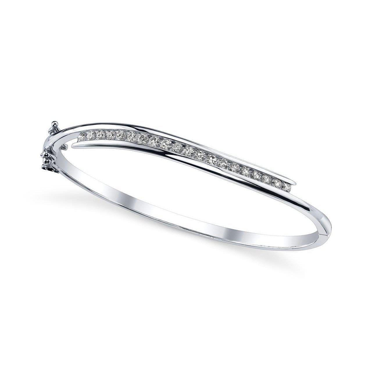 Bracelet Pour Femme En Or Blanc Avec Réel Diamant Rond Étincelant 5 Carats