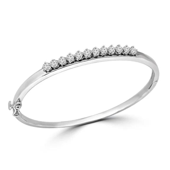 Bracelet Pour Femme En Or Blanc De 14K Avec Réel Diamants Ronds Magnifiques De 3 Ct
