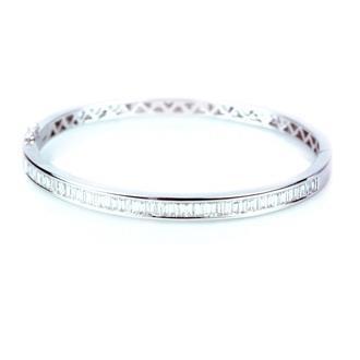 Bracelet Pour Femme En Réel Diamant Baguette De 2,45 Carats En Or Blanc