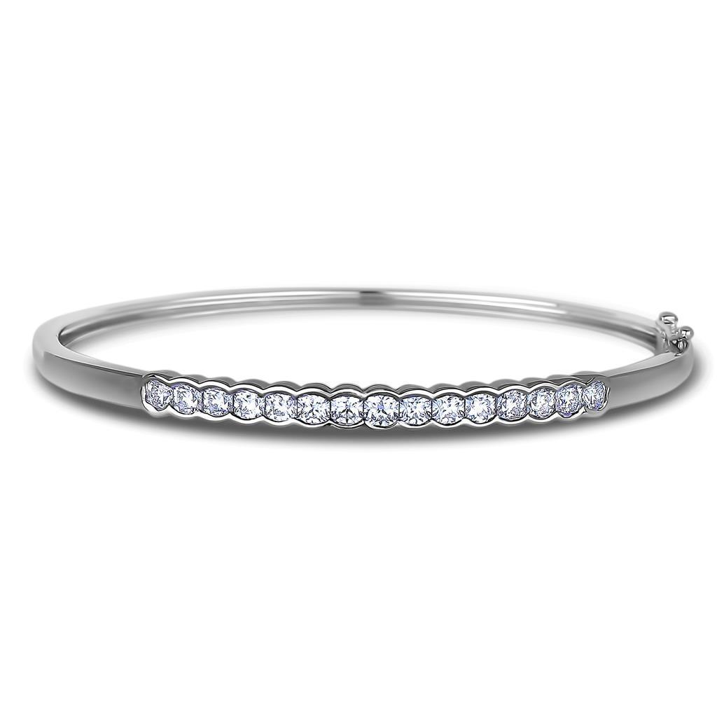 Bracelet Pour Femme En Réel Diamant Rond Scintillant De 3 Carats Avec Or Blanc De 14K