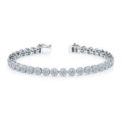 Bracelet Pour Femme à 14 Carats De Réel Diamants Ronds Brillants 14K D'Or Blanc