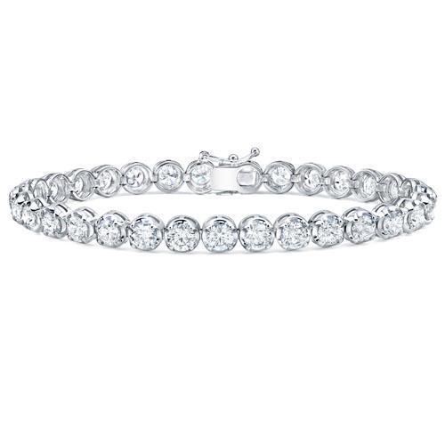 Bracelet Pour Femme à 14,40 Carats De Véritable Diamants Ronds 14K D'Or Blanc