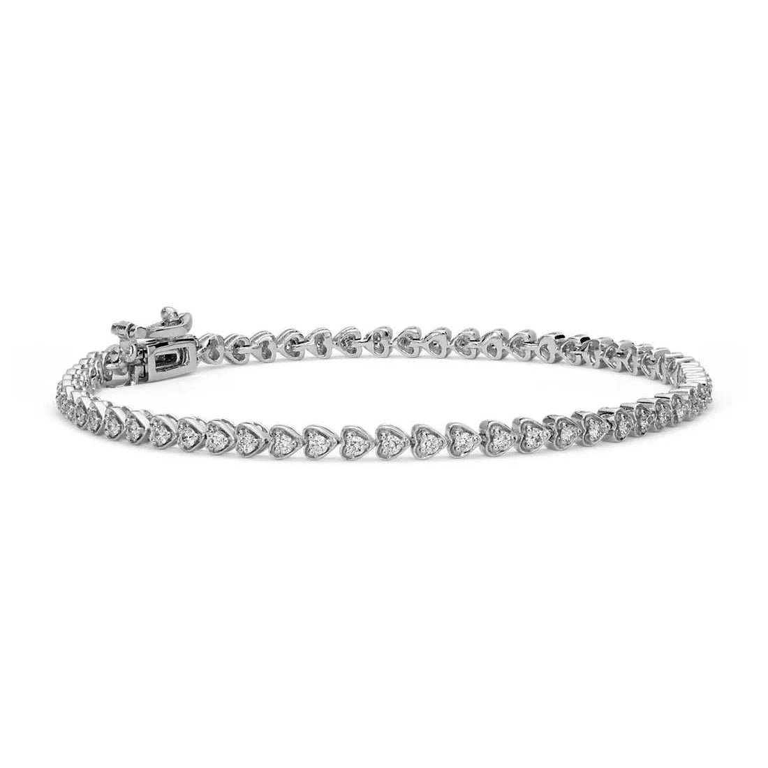 Bracelet Pour Femme à 3 Carats De Réel Diamants Ronds Petits 14K D'Or Blanc