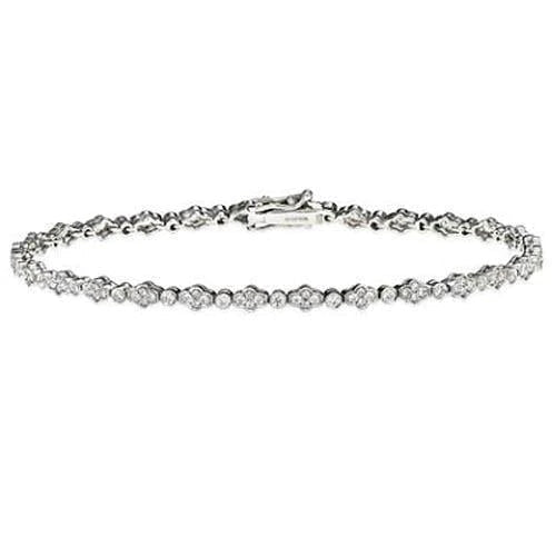 Bracelet Pour Femme à 3,5 Carats De Réel Diamants Ronds Bijoux à 14K D'Or Blanc