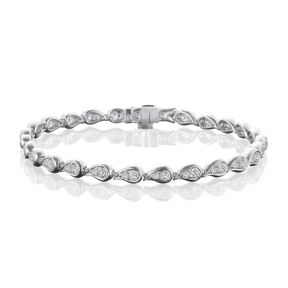 Bracelet Pour Femme à 3,50 Carats De Réel Diamants Ronds 14K D'Or Blanc