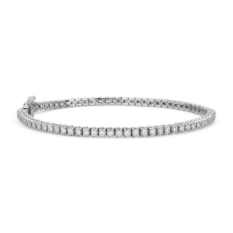 Bracelet Pour Femme à 3,50 Carats De Réel Diamants Ronds Étincelants 14K D'Or Blanc