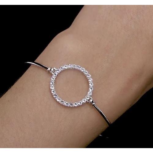 Bracelet Pour Femme à 4 Carats De Réel Diamants Ronds Cercles 14K