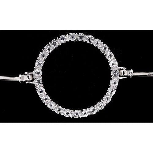 Bracelet Pour Femme à 4 Carats De Réel Diamants Ronds 14K D'Or Blanc