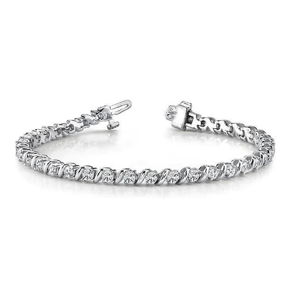 Bracelet Pour Femme à 4,20 Carats De Naturel Diamants Ronds Étincelants 14K