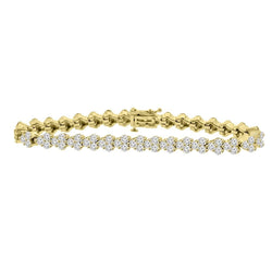 Bracelet Pour Femme à 5 Carats De Véritable Diamants Ronds Étincelants 14K D'Or Blanc
