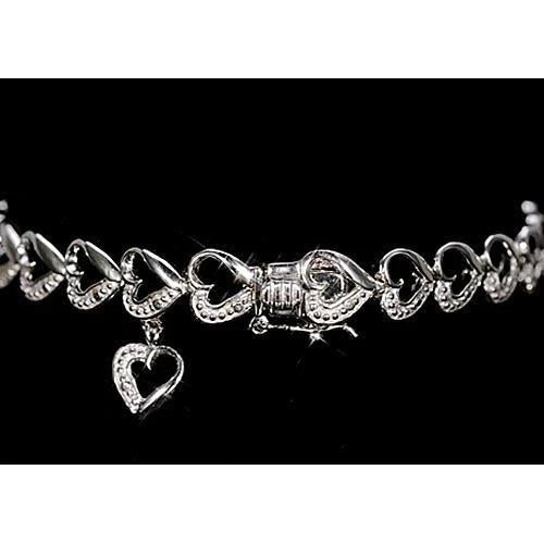 Bracelet Pour Femme à 7 Carats De Naturel Diamants Coeurs