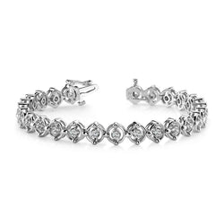 Bracelet Pour Femme à 7,50 Carats De Véritable Diamants Ronds 14K D'Or Blanc