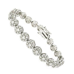 Bracelet Pour Femme à 8 Carats De Réel Diamants 14K D'Or Blanc Solide