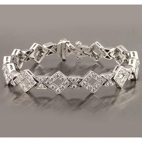 Bracelet Pour Homme à 3,50 Carats De Réel Diamants Bijoux En Or Blanc Nouveau