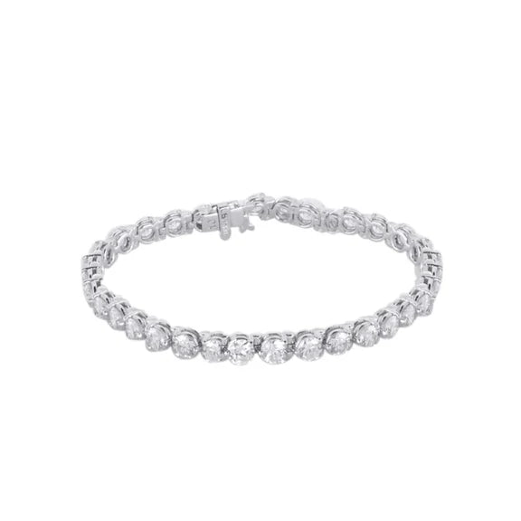 Bracelet Réel Diamant Rond Or Blanc 14K Neuf 9.60 Carats
