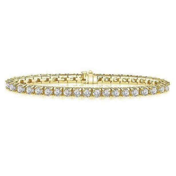 Bracelet Réel Diamants Sertis Griffes 12.80 Ct Taille Brillant YG 14K