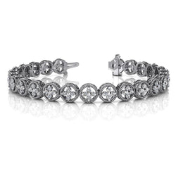 Bracelet Rond 5 Carats Naturel Diamants Ronds A Maillons Croisés En Or Blanc 14K