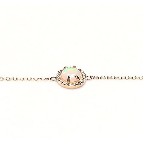 Bracelet Rond Opale Véritable Diamant Lunette Sertie 6.75 Carats Or Jaune 14K