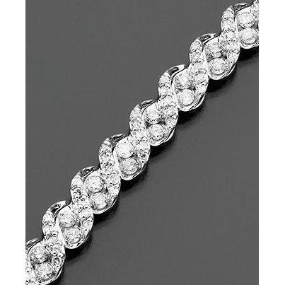 Bracelet Superbe à 10 Ct De Naturel Diamants Ronds Bijoux En Or Blanc Nouveau