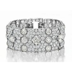 Bracelet Tapis En Réel Diamant Rond De 20 Carats Avec Or Blanc De 14K