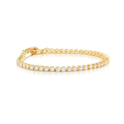 Bracelet Tennis 14K YG 6 Carats Véritable Diamants Ronds Brillants Étincelants