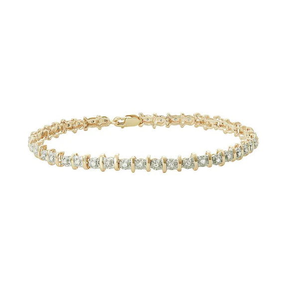 Bracelet Tennis 6 Carats Etincelants Réel Diamants Griffes YG 14K
