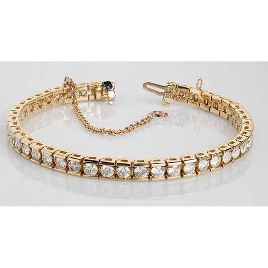 Bracelet Tennis 8.80 Carats Réel Diamants Ronds Serti D'or