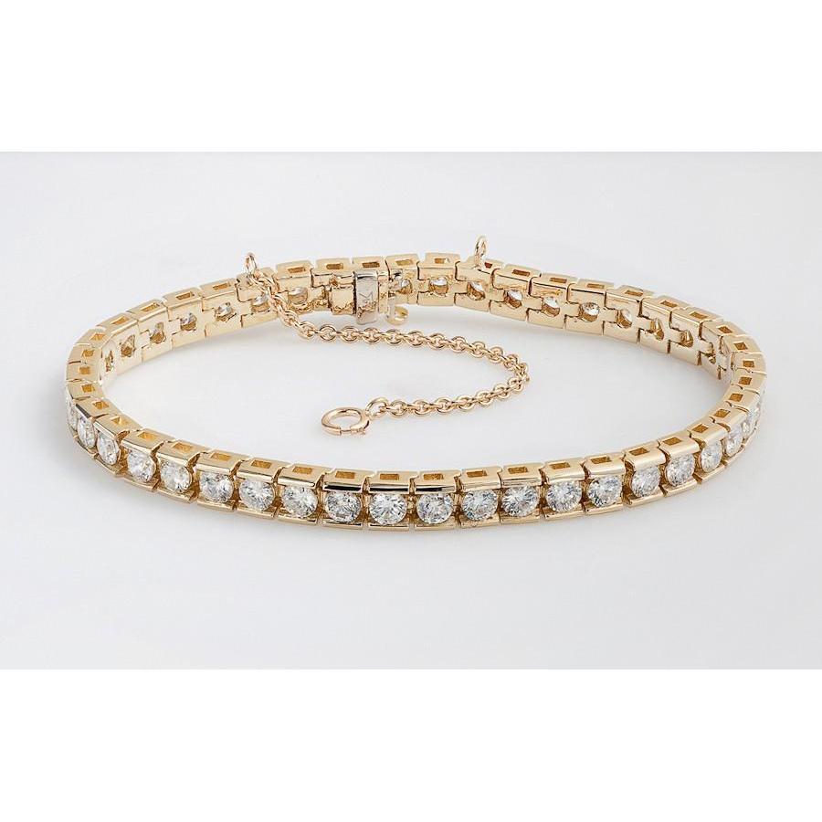 Bracelet Tennis 8.80 Carats Réel Diamants Ronds Serti D'or