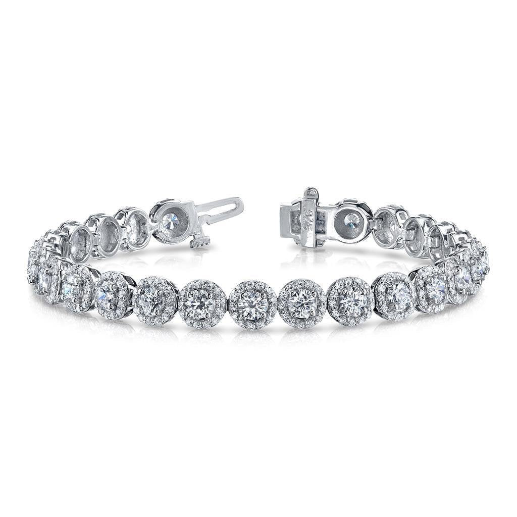 Bracelet Tennis À 10,50 Carats De Véritable Diamants Ronds Et Halo 14K D'Or Blanc Nouveau