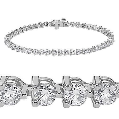 Bracelet Tennis À 3 Griffes Et À 5 Carats De Réel Diamants Ronds Bijoux Pour Femme