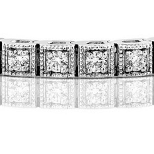 Bracelet Tennis A 3,50 Carats De Réel Diamants 14K D'Or Blanc