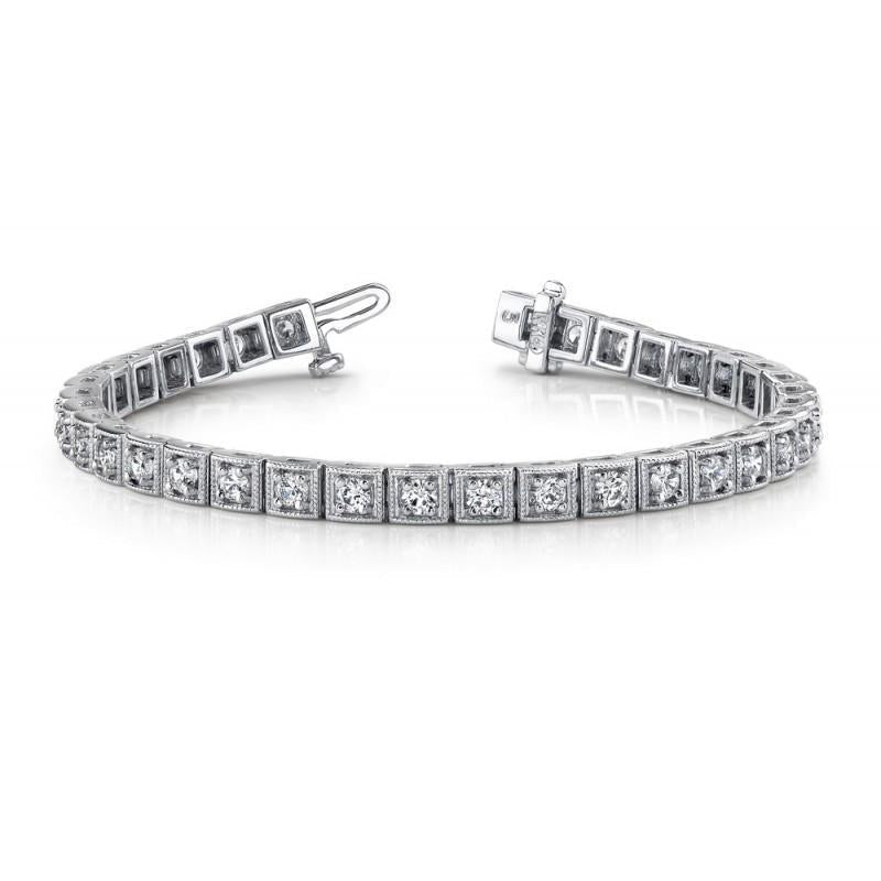 Bracelet Tennis A 3,50 Carats De Réel Diamants 14K D'Or Blanc